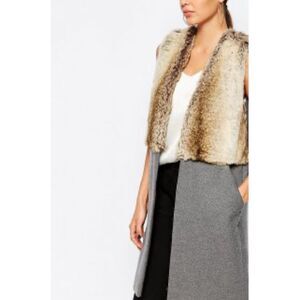 River Island Sleeveless  Faux Fur‎ Coat Size XS #1094